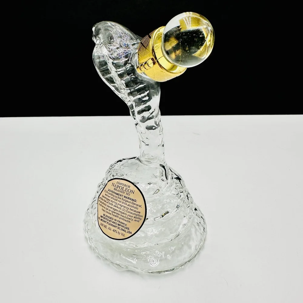 Emperor Napoleon Brandy XO Clear Glass Empty Snake/Cobra Shape Bottle
